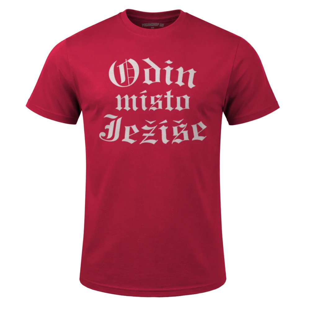 Triko Odin místo Ježíše červené