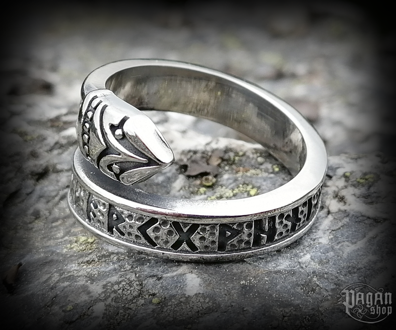 Prsten Futhark Drakkaris - ocel