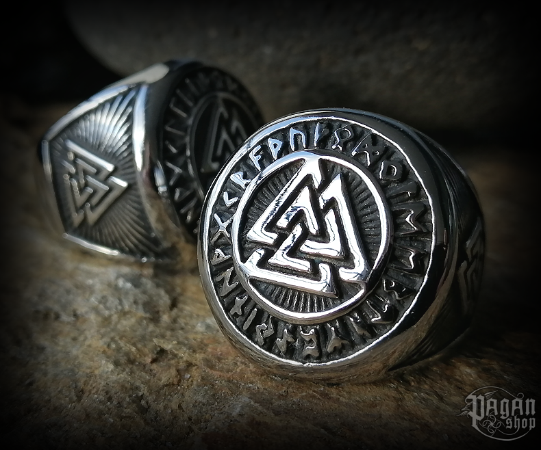 Prsten Valknut Rúnir - ocel