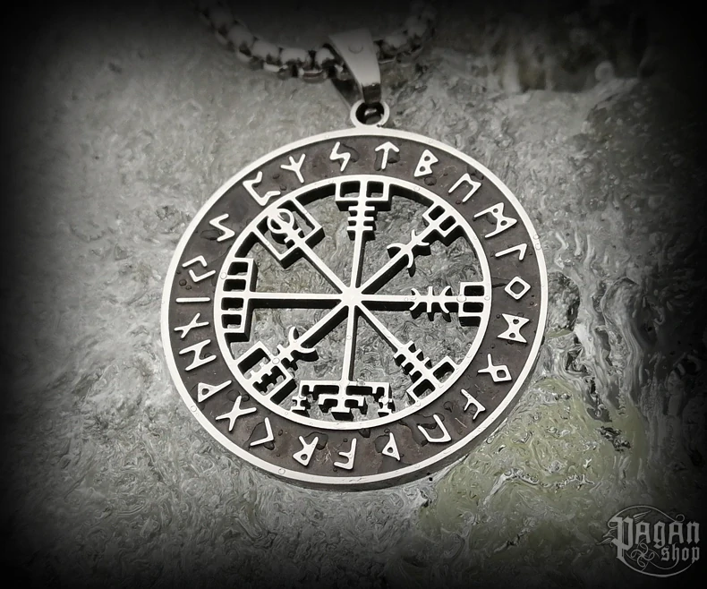 Přívěsek Vegvisir Ísland Svartur - ocel