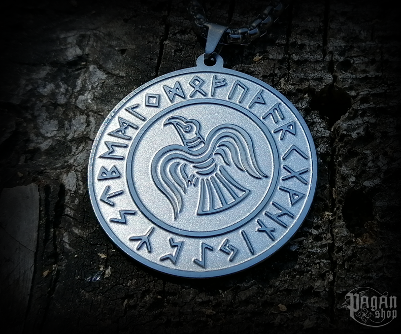 Přívěsek Viking Raven s řetízkem - ocel