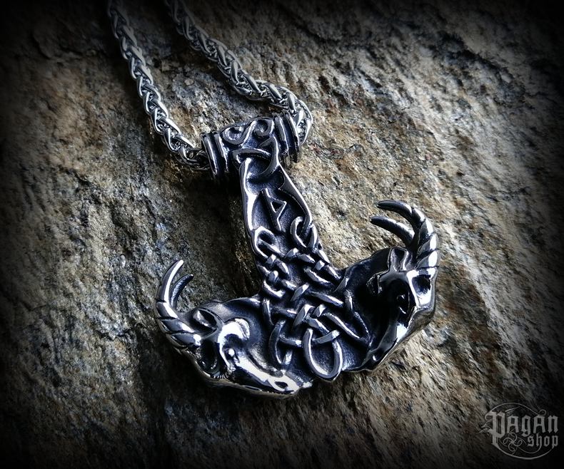 Přívěsek Thorovo kladivo Thurisaz s řetězem - ocel