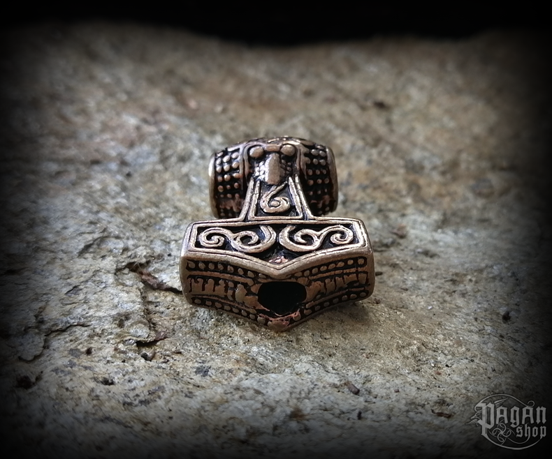 Přívěsek do vlasů/vousů Thorovo kladivo Tølír - bronz