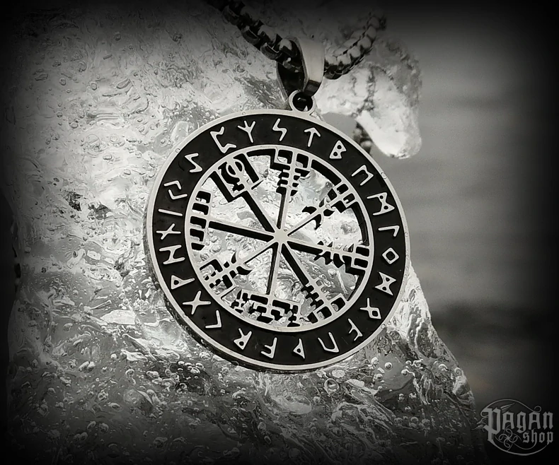 Přívěsek Vegvisir Ísland Svartur - ocel