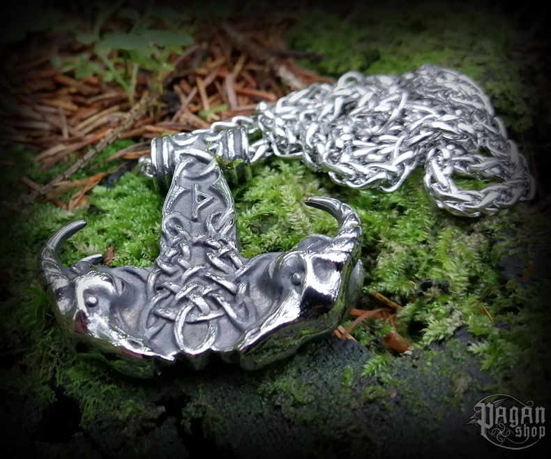 Přívěsek Thorovo kladivo Thurisaz s řetězem - ocel