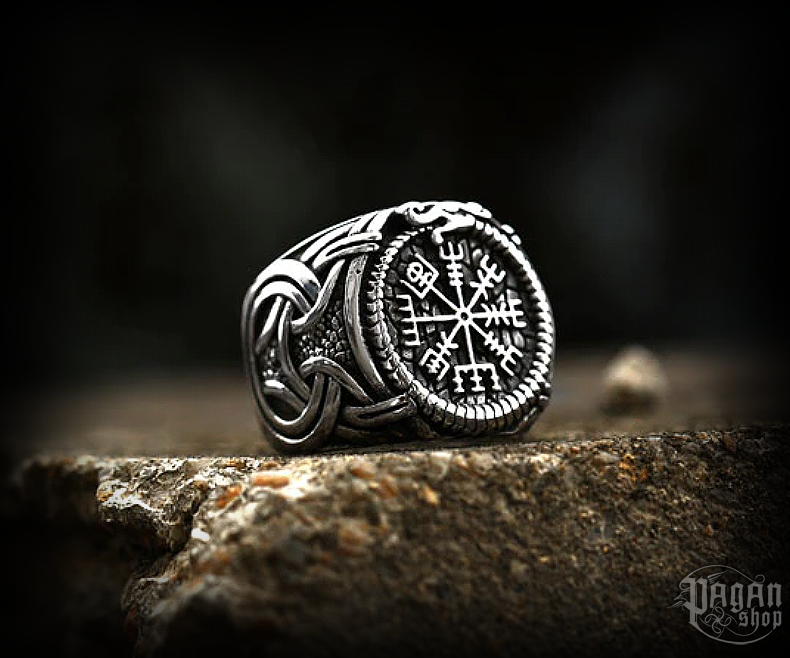 Prsten Vegvisir Jörmungandr - ocel