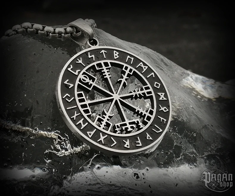 Přívěsek Vegvisir Ísland Svartur - ocel