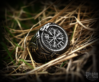 Prsten Vegvisir Jörmungandr - ocel