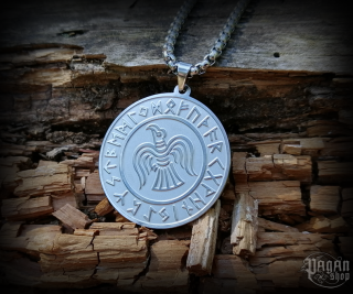 Přívěsek Viking Raven s řetízkem - ocel